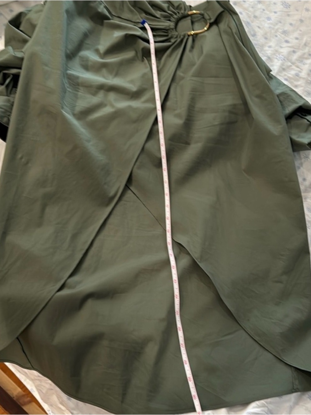 Veronica Beard Afton Olive Wrap Midi Dress size 12 w Gold Ring beautiful - Picture 10 of 12